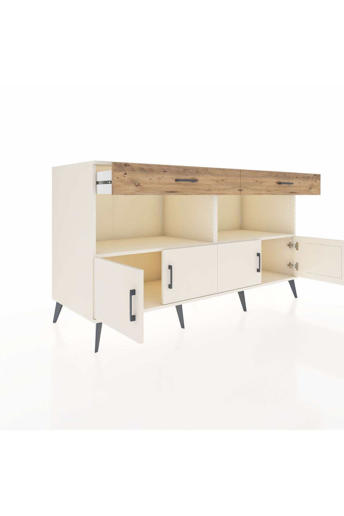 Kronos Konsol 2 Raflı 2 Çekmeceli 4 Kapaklı 176x59x99 Aytaşı-Aytaşı/Çam