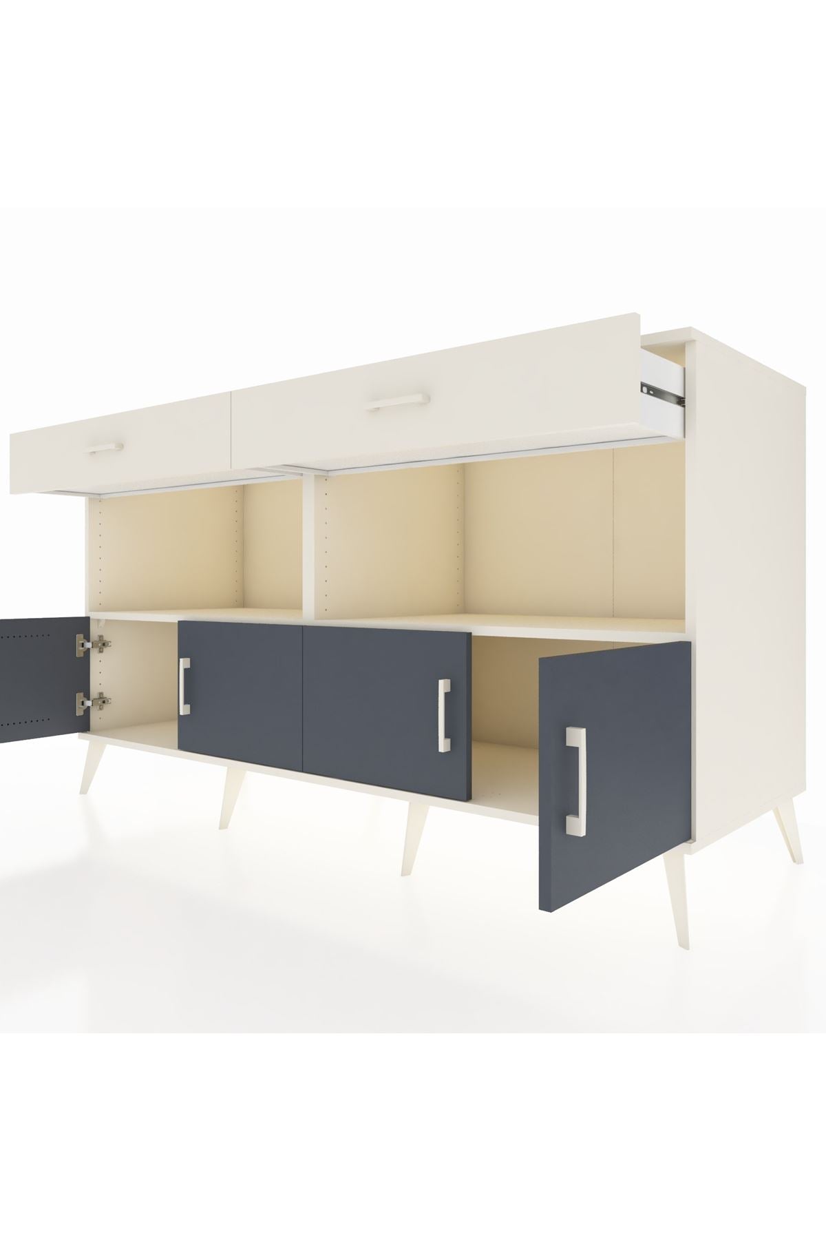 Kronos Konsol 2 Raflı 2 Çekmeceli 4 Kapaklı 176x59x99 Aytaşı-Antrasit/Aytaşı