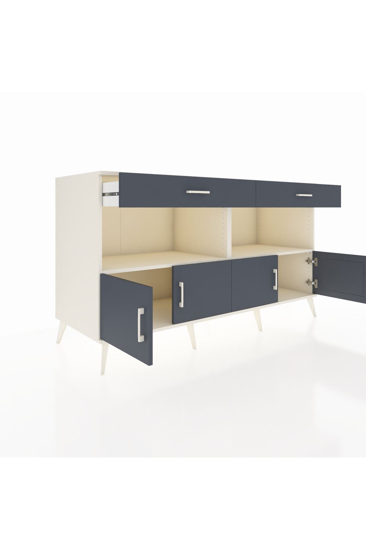 Kronos Konsol 2 Raflı 2 Çekmeceli 4 Kapaklı 176x59x99 Aytaşı-Antrasit