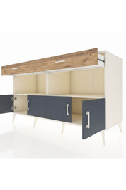 Kronos Konsol 2 Raflı 2 Çekmeceli 4 Kapaklı 176x59x99 Aytaşı-Antrasit/Çam