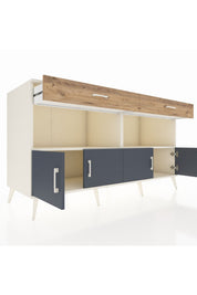 Kronos Konsol 2 Raflı 2 Çekmeceli 4 Kapaklı 176x59x99 Aytaşı-Antrasit/Çam