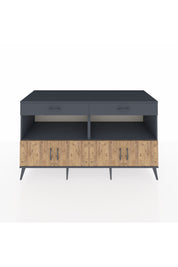 Kronos Konsol 2 Raflı 2 Çekmeceli 4 Kapaklı 176x59x99 Antrasit-Çam/Antrasit