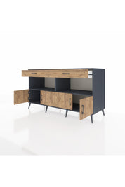 Kronos Konsol 2 Raflı 2 Çekmeceli 4 Kapaklı 176x59x99 Antrasit-Çam