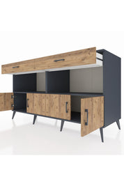 Kronos Konsol 2 Raflı 2 Çekmeceli 4 Kapaklı 176x59x99 Antrasit-Çam