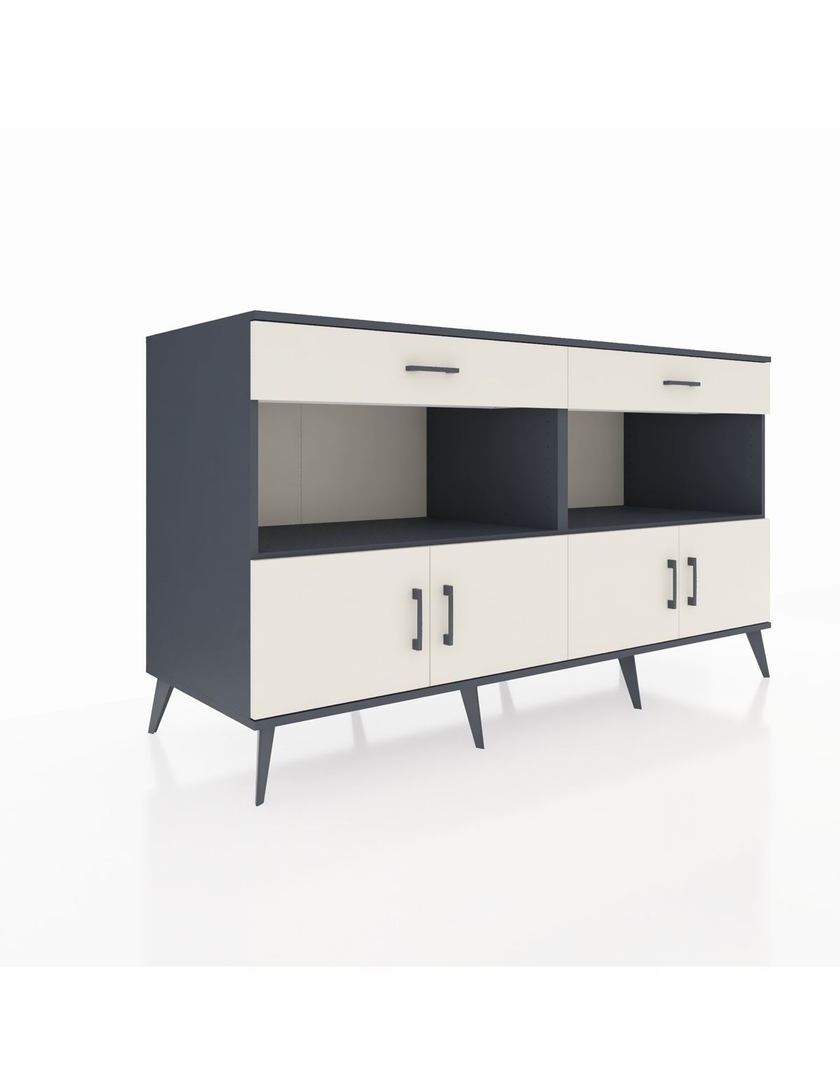 Kronos Konsol 2 Raflı 2 Çekmeceli 4 Kapaklı 176x59x99 Antrasit-Aytaşı