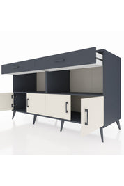 Kronos Konsol 2 Raflı 2 Çekmeceli 4 Kapaklı 176x59x99 Antrasit-Aytaşı/Antrasit