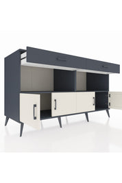 Kronos Konsol 2 Raflı 2 Çekmeceli 4 Kapaklı 176x59x99 Antrasit-Aytaşı/Antrasit