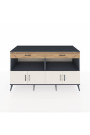 Kronos Konsol 2 Raflı 2 Çekmeceli 4 Kapaklı 176x59x99 Antrasit-Aytaşı/Çam