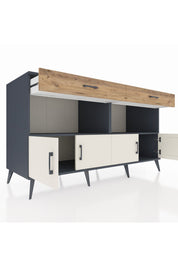 Kronos Konsol 2 Raflı 2 Çekmeceli 4 Kapaklı 176x59x99 Antrasit-Aytaşı/Çam