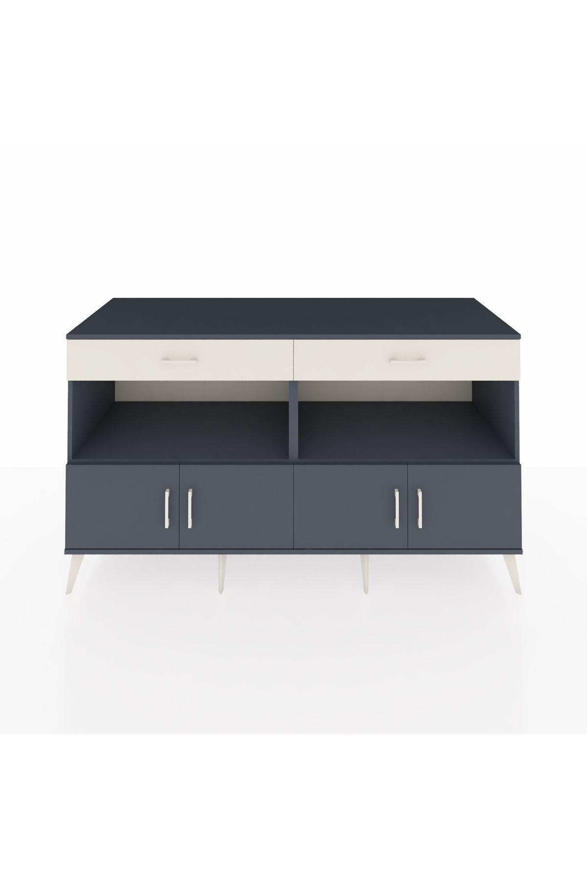 Kronos Konsol 2 Raflı 2 Çekmeceli 4 Kapaklı 176x59x99 Antrasit-Antrasit/Aytaşı