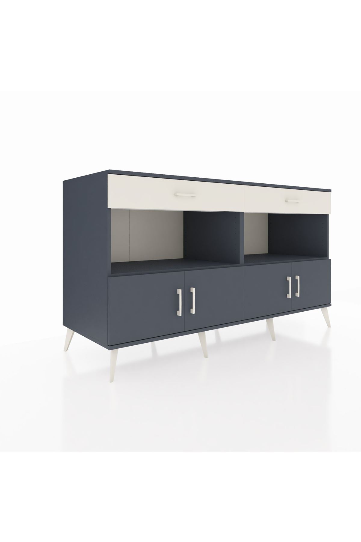 Kronos Konsol 2 Raflı 2 Çekmeceli 4 Kapaklı 176x59x99 Antrasit-Antrasit/Aytaşı