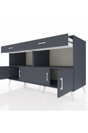 Kronos Konsol 2 Raflı 2 Çekmeceli 4 Kapaklı 176x59x99 Antrasit-Antrasit