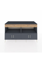 Kronos Konsol 2 Raflı 2 Çekmeceli 4 Kapaklı 176x59x99 Antrasit-Antrasit/Çam