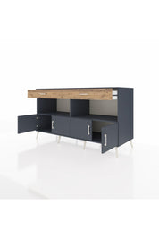 Kronos Konsol 2 Raflı 2 Çekmeceli 4 Kapaklı 176x59x99 Antrasit-Antrasit/Çam