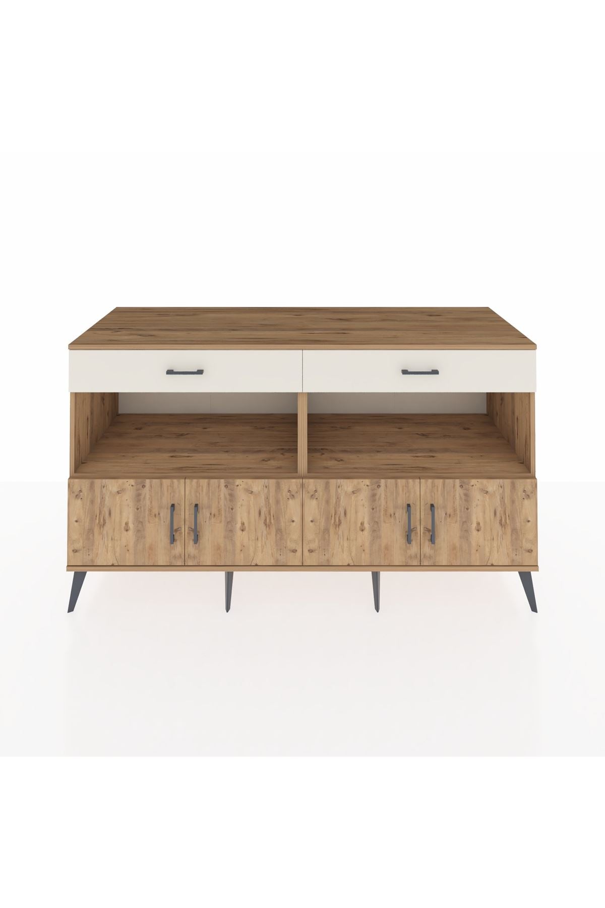 Kronos Konsol 2 Raflı 2 Çekmeceli 4 Kapaklı 176x59x99 Çam-Çam/Aytaşı