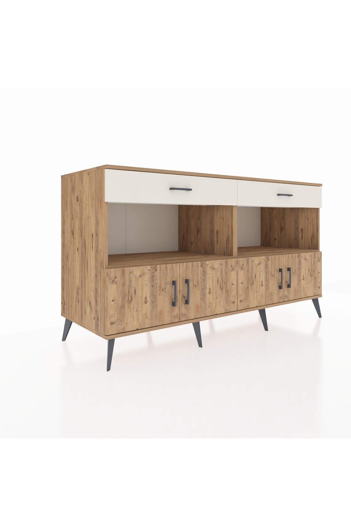 Kronos Konsol 2 Raflı 2 Çekmeceli 4 Kapaklı 176x59x99 Çam-Çam/Aytaşı