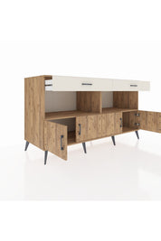 Kronos Konsol 2 Raflı 2 Çekmeceli 4 Kapaklı 176x59x99 Çam-Çam/Aytaşı