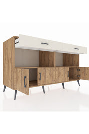 Kronos Konsol 2 Raflı 2 Çekmeceli 4 Kapaklı 176x59x99 Çam-Çam/Aytaşı