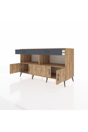 Kronos Konsol 2 Raflı 2 Çekmeceli 4 Kapaklı 176x59x99 Çam-Çam/Antrasit