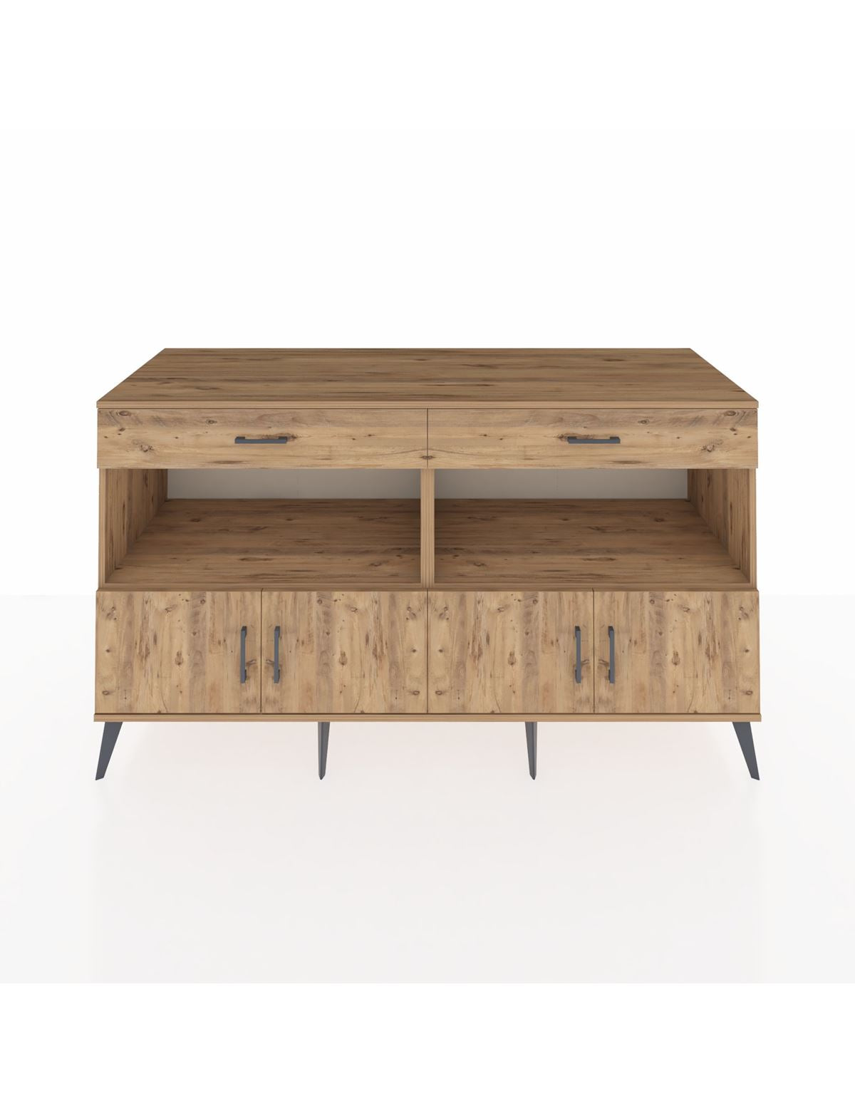 Kronos Konsol 2 Raflı 2 Çekmeceli 4 Kapaklı 176x59x99 Çam-Çam