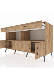 Kronos Konsol 2 Raflı 2 Çekmeceli 4 Kapaklı 176x59x99 Çam-Çam