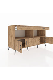 Kronos Konsol 2 Raflı 2 Çekmeceli 4 Kapaklı 176x59x99 Çam-Çam
