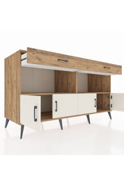 Kronos Konsol 2 Raflı 2 Çekmeceli 4 Kapaklı 176x59x99 Çam-Aytaşı/Çam