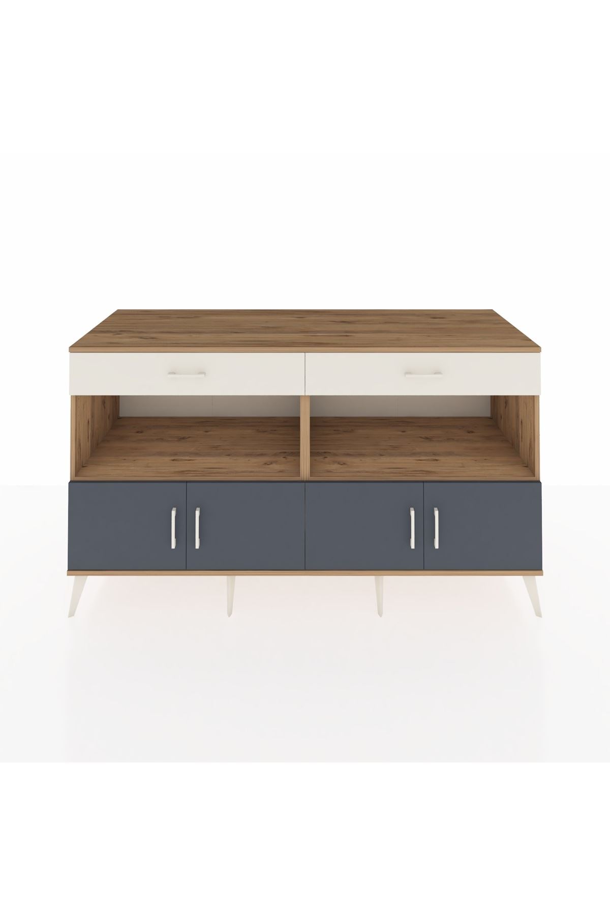 Kronos Konsol 2 Raflı 2 Çekmeceli 4 Kapaklı 176x59x99 Çam-Antrasit/Aytaşı