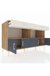 Kronos Konsol 2 Raflı 2 Çekmeceli 4 Kapaklı 176x59x99 Çam-Antrasit/Aytaşı