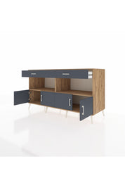 Kronos Konsol 2 Raflı 2 Çekmeceli 4 Kapaklı 176x59x99 Çam-Antrasit