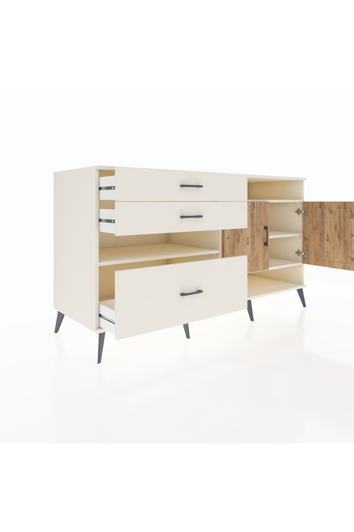 Kronos Konsol 4 Raflı 3 Çekmeceli 2 Kapaklı 176x59x99 Aytaşı-Çam/Aytaşı