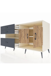 Kronos Konsol 4 Raflı 3 Çekmeceli 2 Kapaklı 176x59x99 Aytaşı-Çam/Antrasit