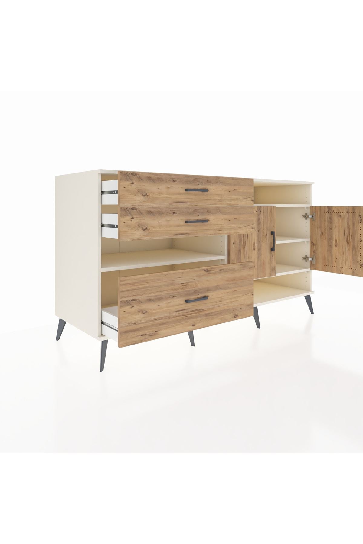 Kronos Konsol 4 Raflı 3 Çekmeceli 2 Kapaklı 176x59x99 Aytaşı-Çam