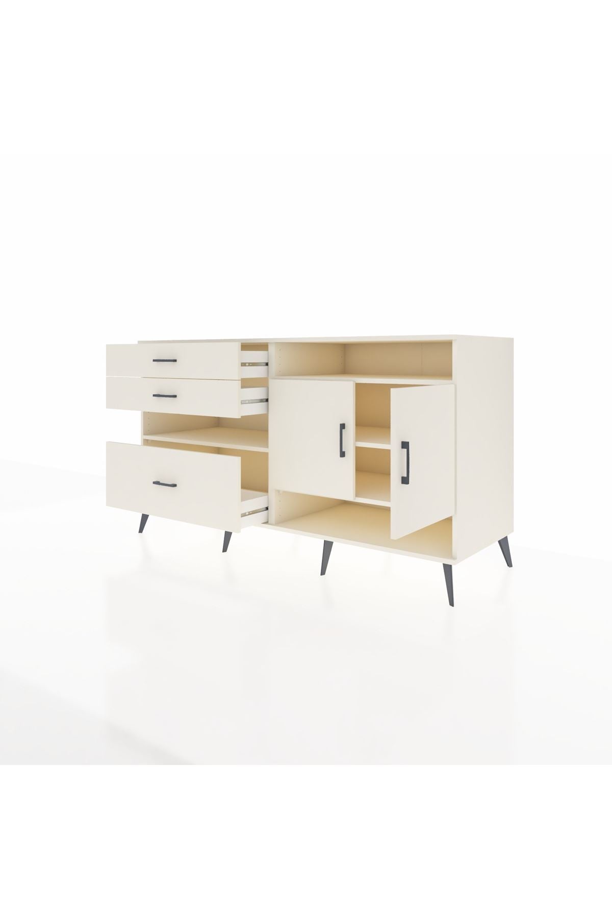 Kronos Konsol 4 Raflı 3 Çekmeceli 2 Kapaklı 176x59x99 Aytaşı-Aytaşı