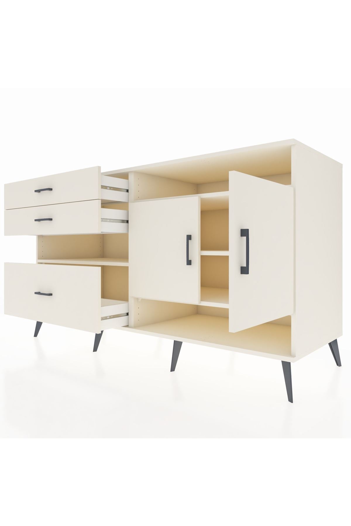 Kronos Konsol 4 Raflı 3 Çekmeceli 2 Kapaklı 176x59x99 Aytaşı-Aytaşı