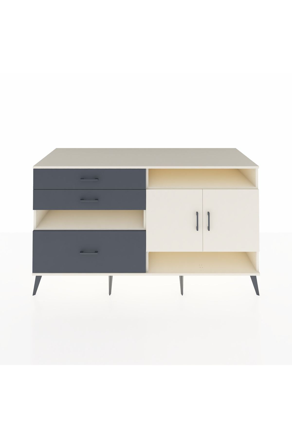 Kronos Konsol 4 Raflı 3 Çekmeceli 2 Kapaklı 176x59x99 Aytaşı-Aytaşı/Antrasit