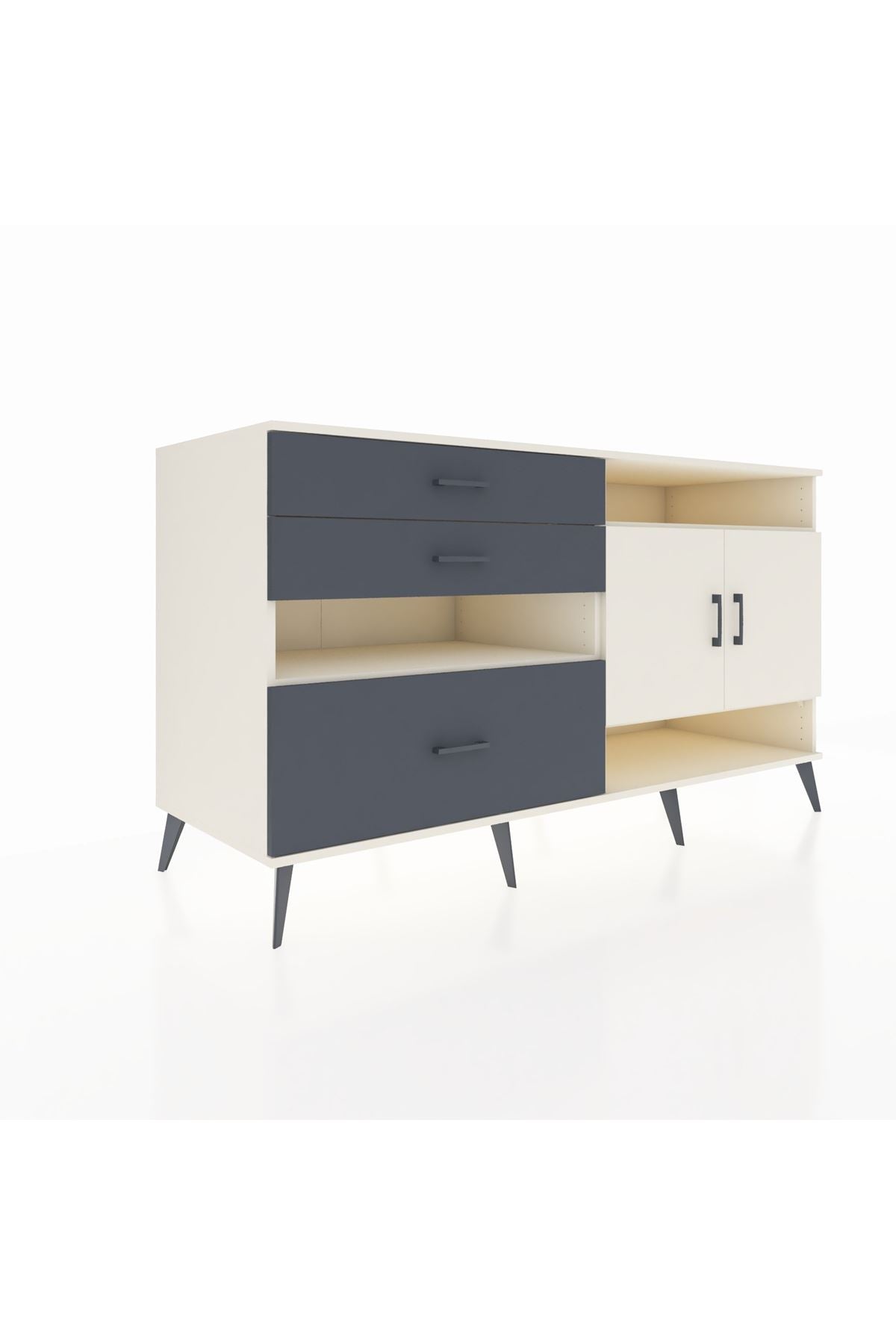 Kronos Konsol 4 Raflı 3 Çekmeceli 2 Kapaklı 176x59x99 Aytaşı-Aytaşı/Antrasit