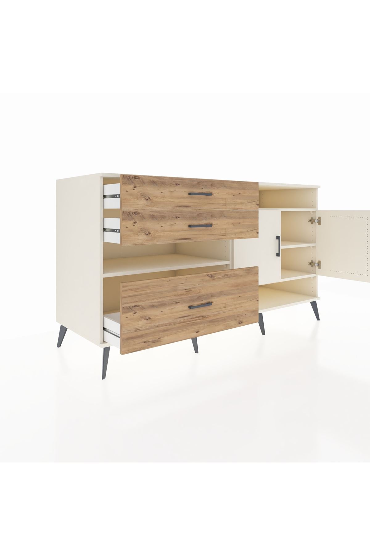 Kronos Konsol 4 Raflı 3 Çekmeceli 2 Kapaklı 176x59x99 Aytaşı-Aytaşı/Çam