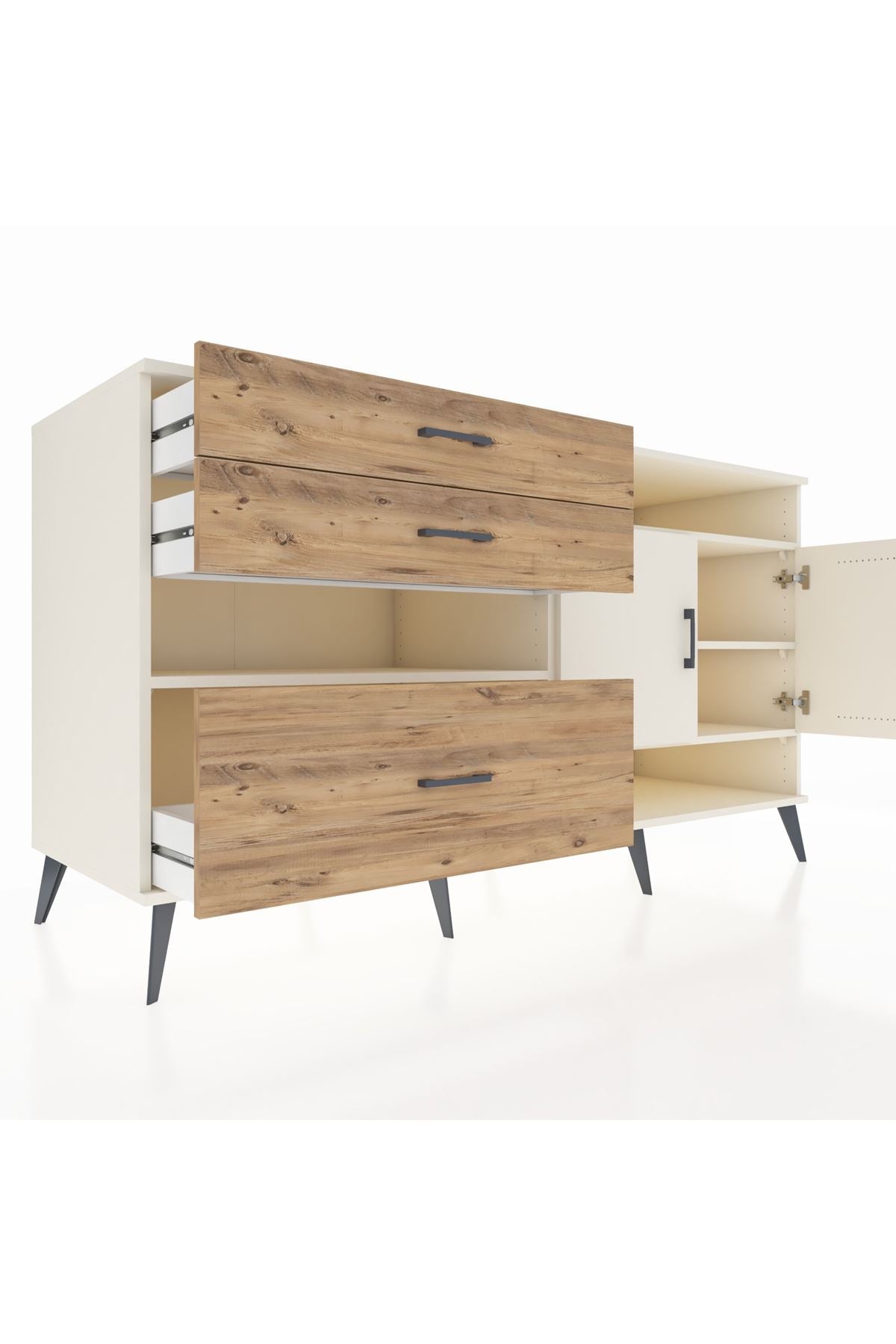 Kronos Konsol 4 Raflı 3 Çekmeceli 2 Kapaklı 176x59x99 Aytaşı-Aytaşı/Çam