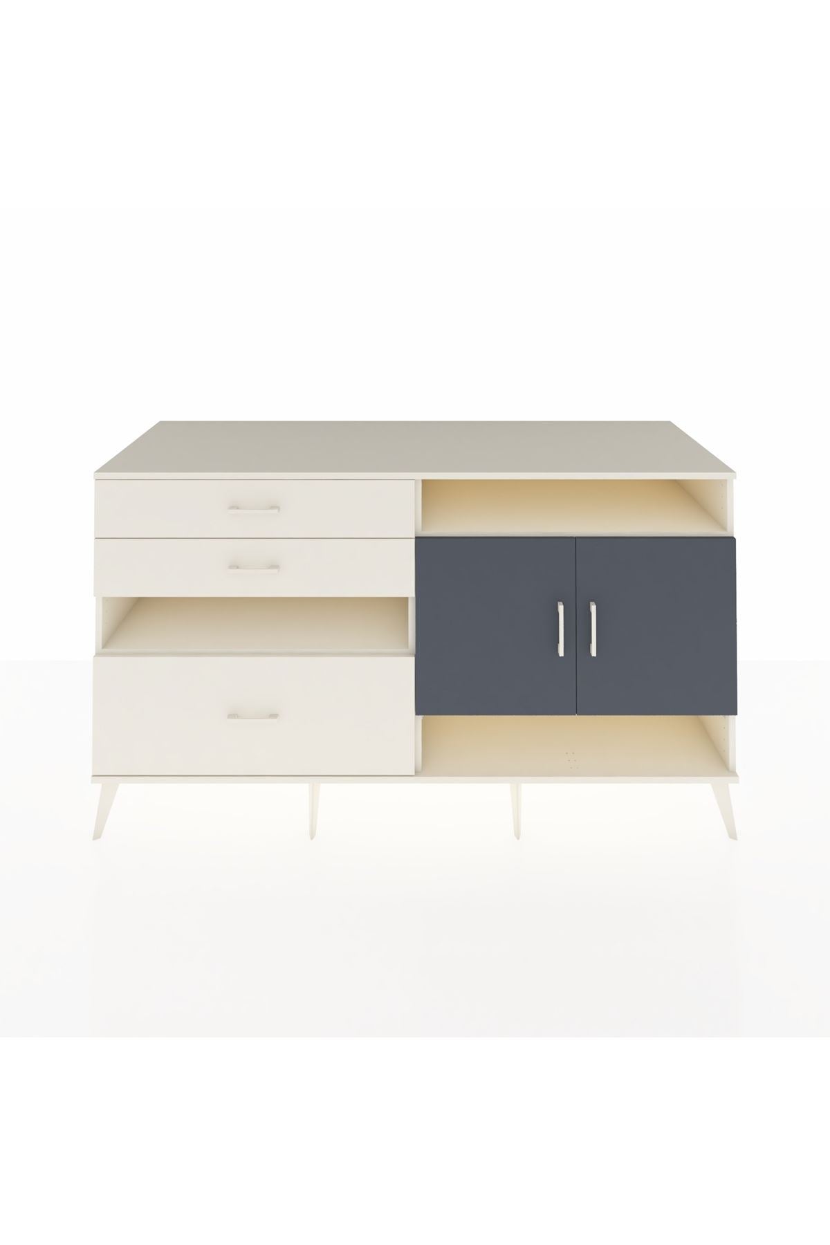 Kronos Konsol 4 Raflı 3 Çekmeceli 2 Kapaklı 176x59x99 Aytaşı-Antrasit/Aytaşı