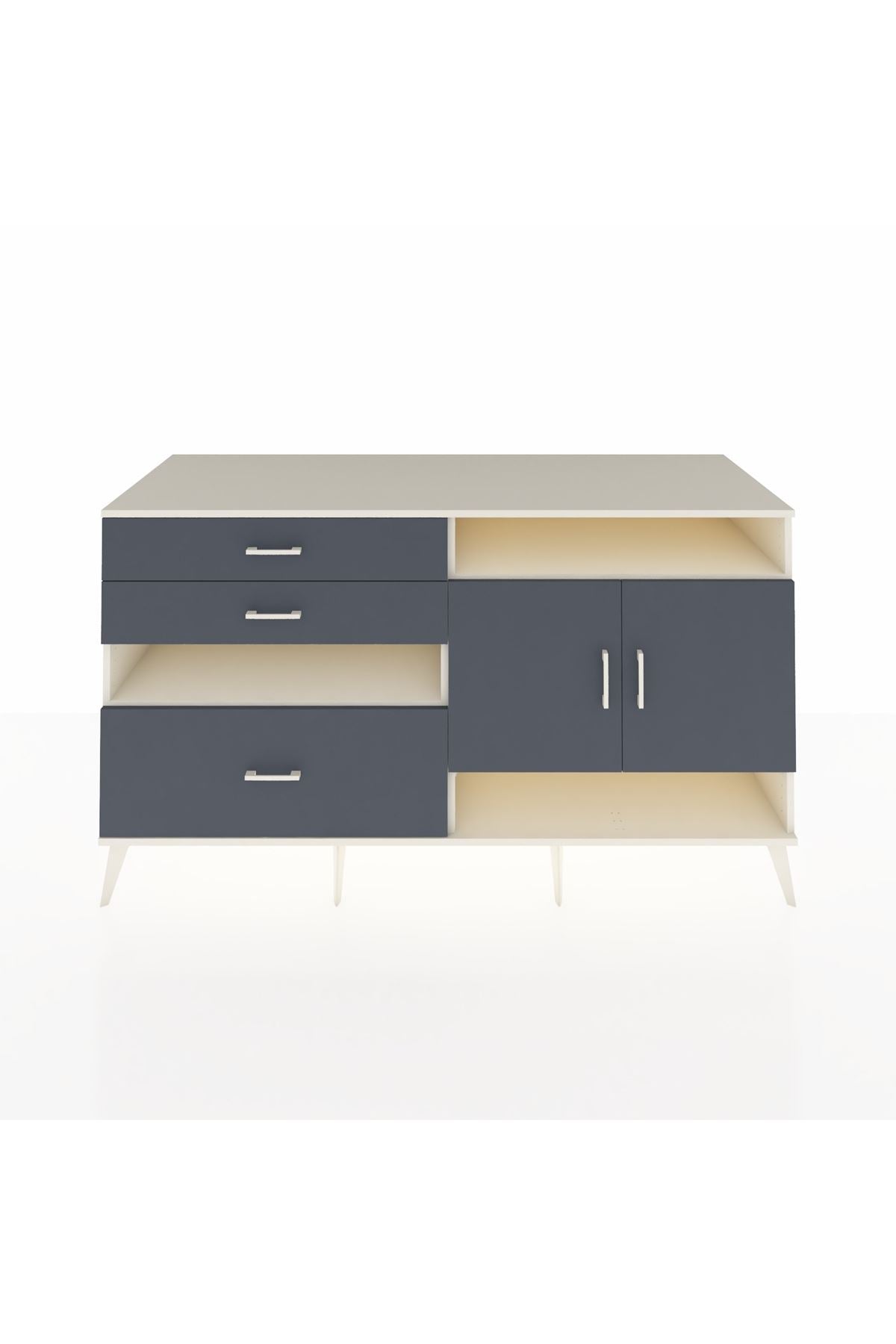 Kronos Konsol 4 Raflı 3 Çekmeceli 2 Kapaklı 176x59x99 Aytaşı-Antrasit