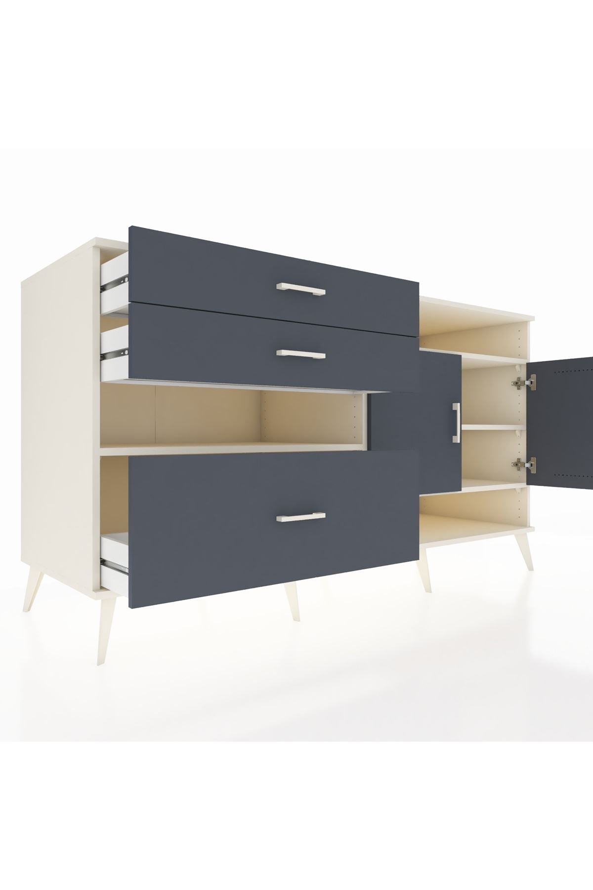 Kronos Konsol 4 Raflı 3 Çekmeceli 2 Kapaklı 176x59x99 Aytaşı-Antrasit