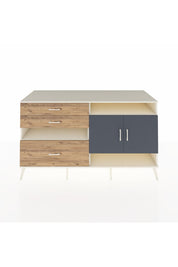 Kronos Konsol 4 Raflı 3 Çekmeceli 2 Kapaklı 176x59x99 Aytaşı-Antrasit/Çam