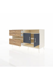 Kronos Konsol 4 Raflı 3 Çekmeceli 2 Kapaklı 176x59x99 Aytaşı-Antrasit/Çam