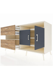 Kronos Konsol 4 Raflı 3 Çekmeceli 2 Kapaklı 176x59x99 Aytaşı-Antrasit/Çam