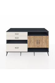 Kronos Konsol 4 Raflı 3 Çekmeceli 2 Kapaklı 176x59x99 Antrasit-Çam/Aytaşı