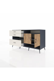 Kronos Konsol 4 Raflı 3 Çekmeceli 2 Kapaklı 176x59x99 Antrasit-Çam/Aytaşı