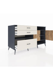 Kronos Konsol 4 Raflı 3 Çekmeceli 2 Kapaklı 176x59x99 Antrasit-Çam/Aytaşı