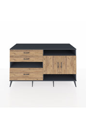 Kronos Konsol 4 Raflı 3 Çekmeceli 2 Kapaklı 176x59x99 Antrasit-Çam