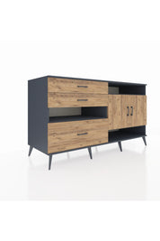 Kronos Konsol 4 Raflı 3 Çekmeceli 2 Kapaklı 176x59x99 Antrasit-Çam